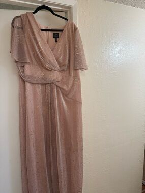 Adrianna Papell Rose Gold Metallic Lace Maxi Dress